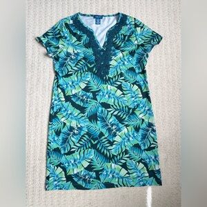 Caribbean Joe Teal tropical SPF Dress